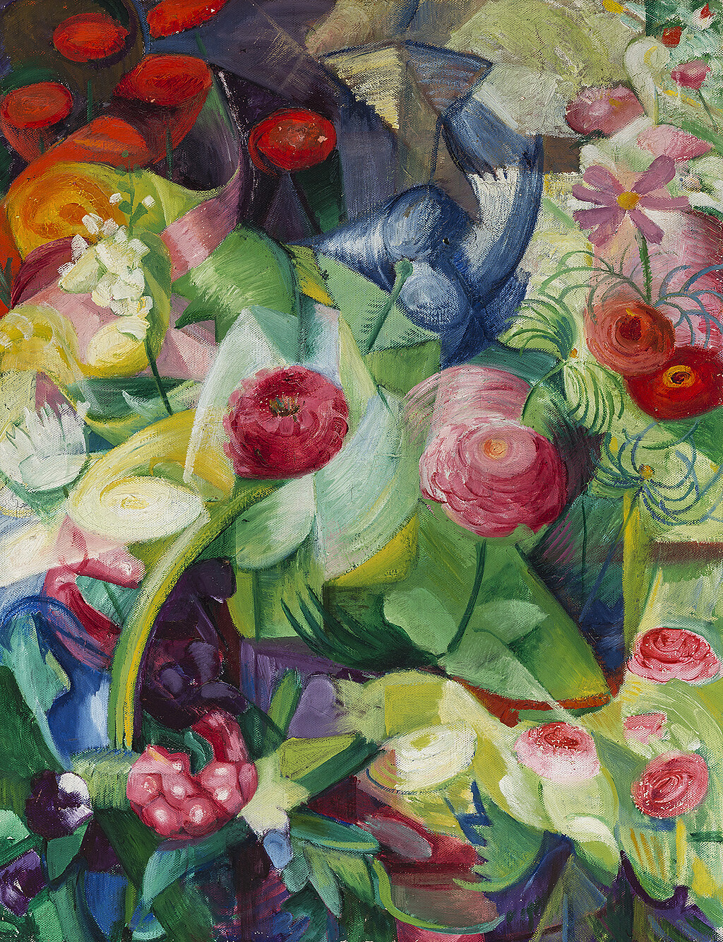 Maria Franck-Marc: Blumenstück mit Dahlien Gemälde „Blumenstück mit Dahlien“ von Maria Franck-Marc, um 1913.