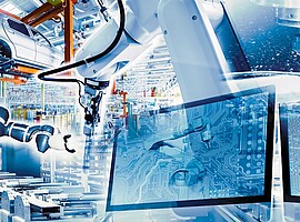 Industrie, Innovation und unternehmerische Transformation Industrieanlagen und Robotik als Symbolbild für unternehmerische Transformation und Innovation in der Industrie